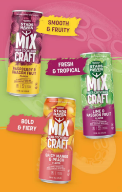 3 blikjes MixCraft Beer Cocktails bij presentatie