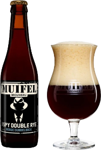 i spy double rye bier flesje en glas