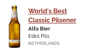 Worlds best Classic pilsener 2026 is alfa edel pils