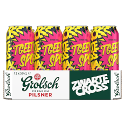 Tray met 12 't Geet Spookn bierblikken van Grolsch