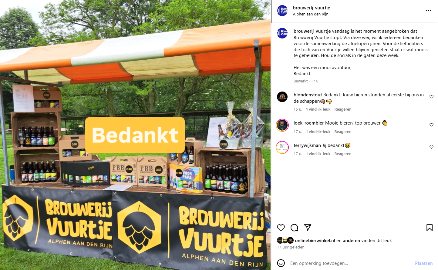 Brouwerij Vuurtje stopt in 2025