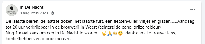 Brouwerij in de Nacht gestopt in 2023 Brouwerij in de Nacht gestopt in 2023