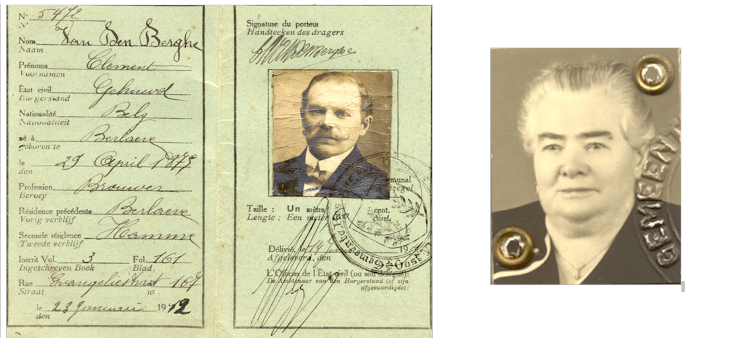 Clement van den Berghe en pasfoto van Emilia van Osselaer