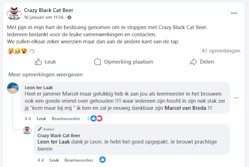 Crazy Black Cat brouwerij gestopt in 2026