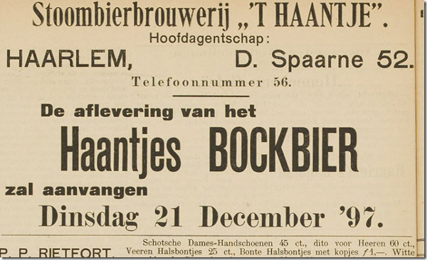 Haantjes Bockbier advertentie 1897