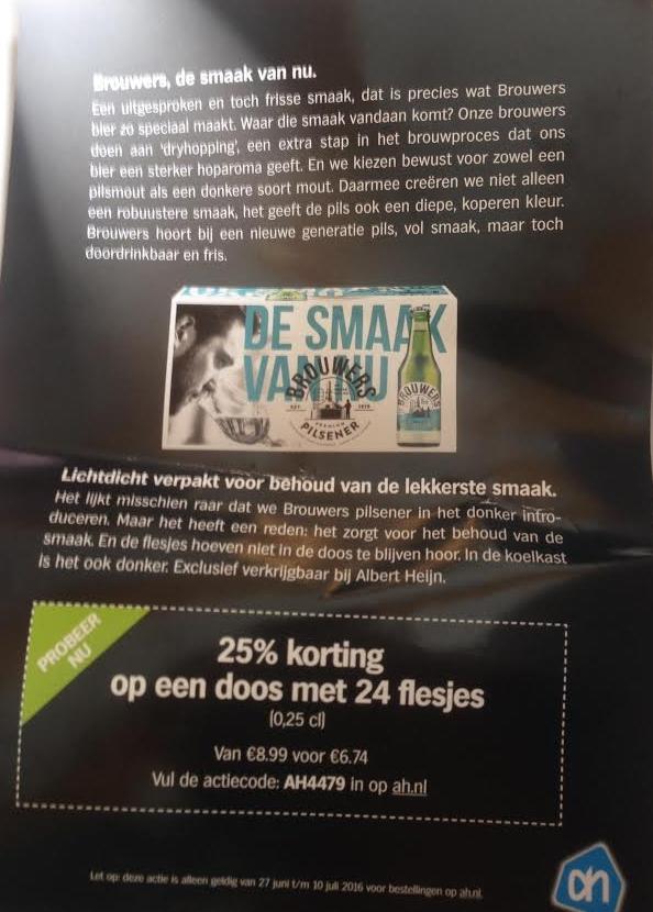 Brouwers pilsener actiecode AH