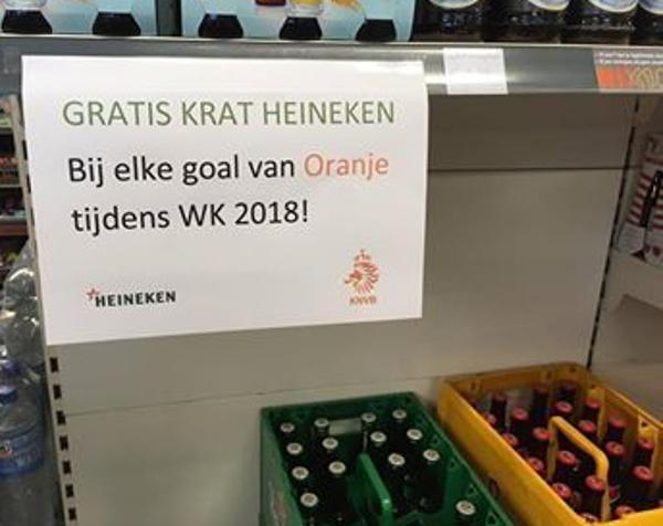 Heineken gratis tijdens WK bij goal Oranje Heineken gratis tijdens WK bij goal Oranje