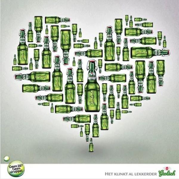 Grolsch Bierflesjes hartje Valentijnsdag Grolsch Bierflesjes hartje Valentijnsdag