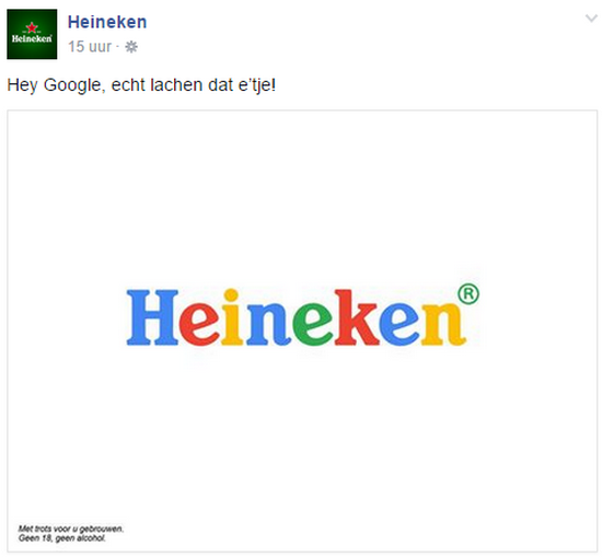Reactie Heineken op nieuwe Google logo