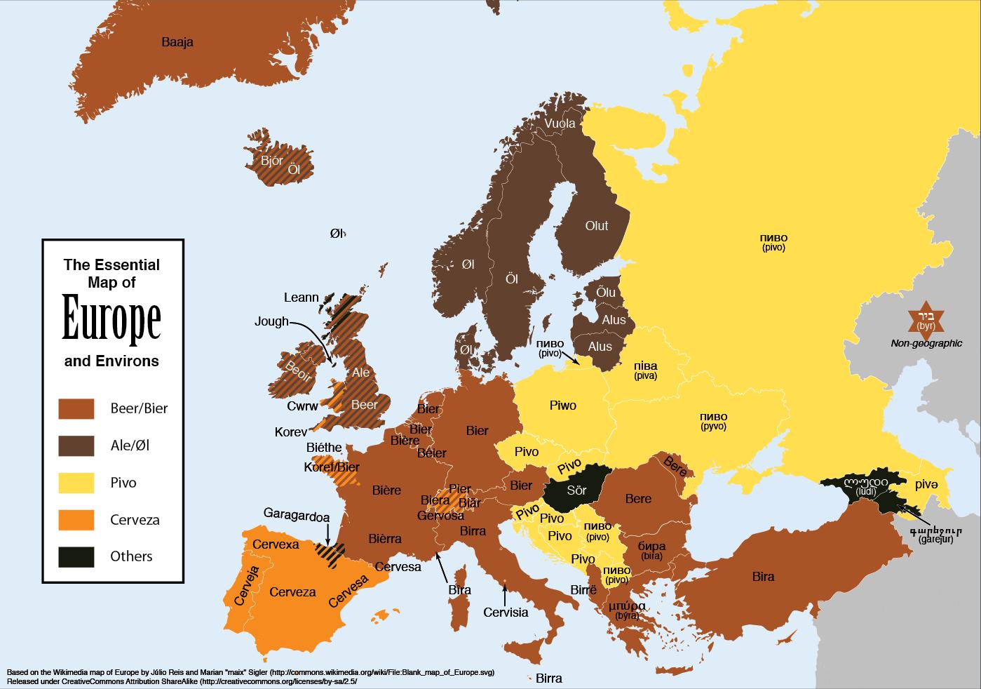 bierkaart van euorpa