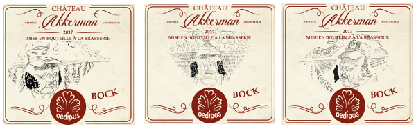 drie etiketten van Oedipus Chateau Akkerman