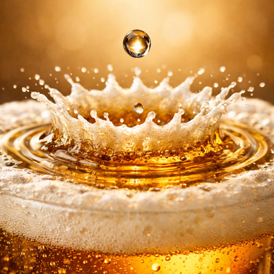 Bier met in het midden een drupje water