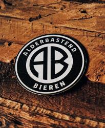 Alderbastend Bieren logo op hout