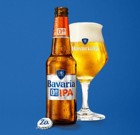 Bavaria 0.0% IPA flesje en glas