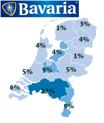 Bavaria aandeel in de horeca per provincie
