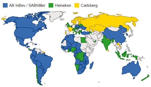 Dominantie bierbrouwer per land
