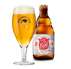 IJ van de Duvel flesje en glas