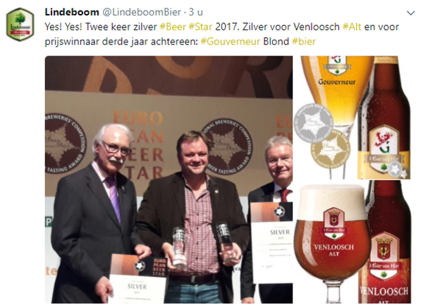 Lindeboom wint European beer stars met twee bieren