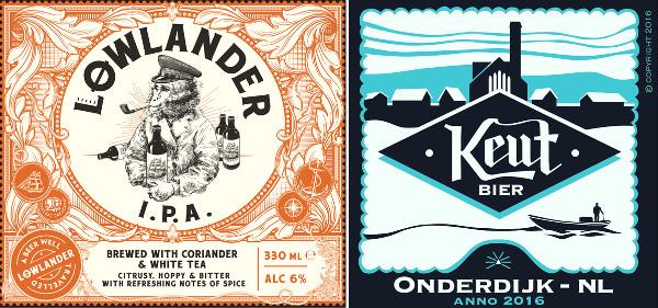 Lowlander IPA en Keut bier etiketten