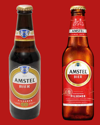 Oud en nieuw flesje Amstel