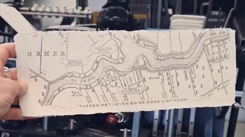 Handgeschept papier gedrukt voor Brouwerij Hoop