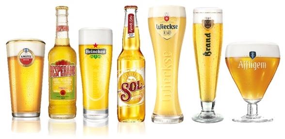 Verschillende bieren die eigendom zijn van Heineken