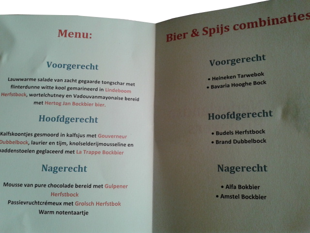 Bockbierlunch menu