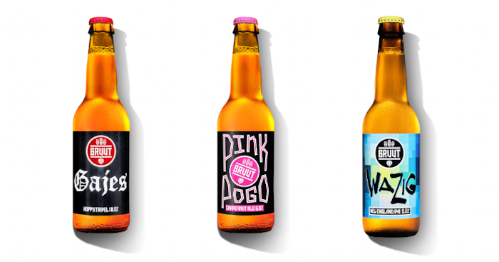 Bruut bierflesjes op een rij