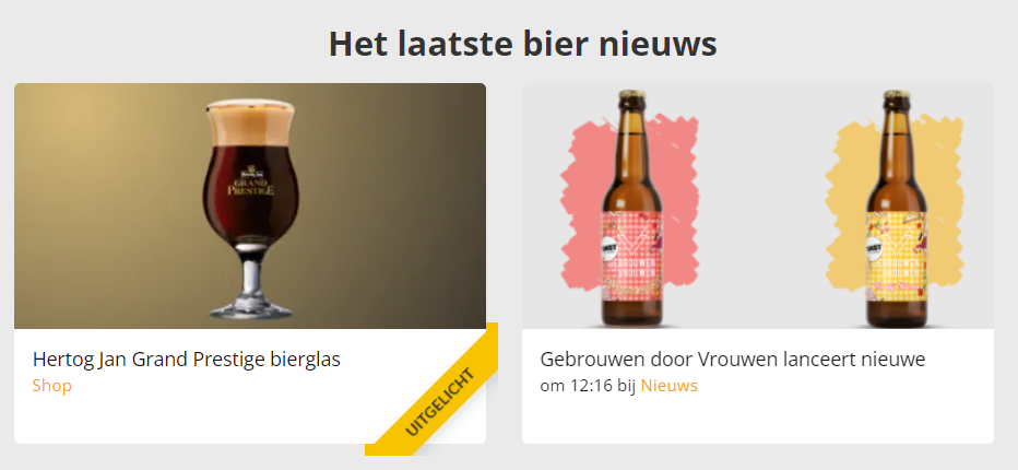 Uitgelicht item bovenaan de laatste updates op Biernet.nl