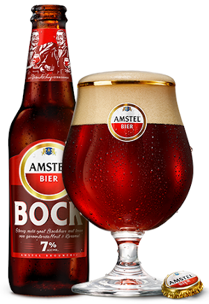 Amstel Bock flesje en glas Amstel Bock flesje en glas