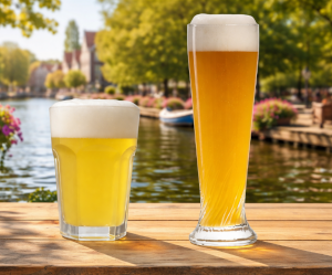 Wit en weizen bier buiten in het zonnetje