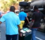 omgevallen truck met bier