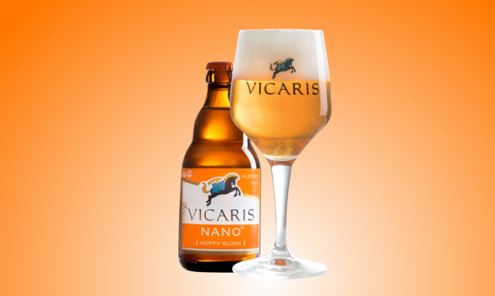 Vicaris nano alcoholarm bier flesje en glas