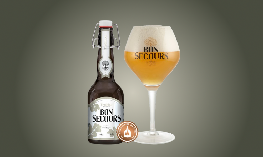 Bon Secours Tradition bier flesje en glas Bon Secours Tradition bier flesje en glas