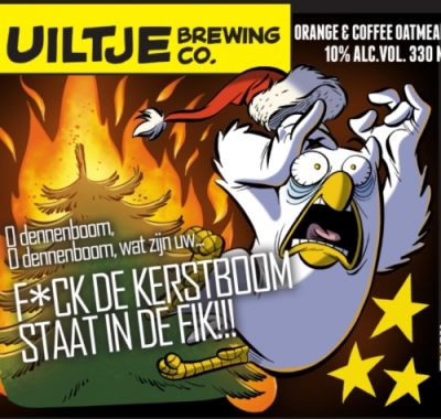 Uiltje Fuck de Kerstboom staat in de fik logo