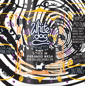 White Dog Stuck In Paranoid Mash Logo