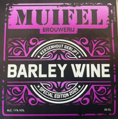 Muifel Barley Wine Special Edition 2025 Kersenhout BA logo Muifel Barley Wine Special Edition 2025 Kersenhout BA logo
