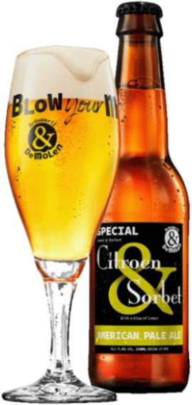 De Molen Citroen & Sorbet flesje en glas De Molen Citroen & Sorbet flesje en glas