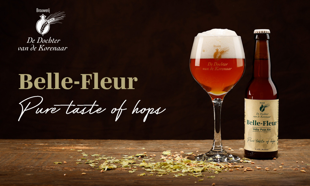 De Dochter van de Korenaar Belle-Fleur bier flesje en glas