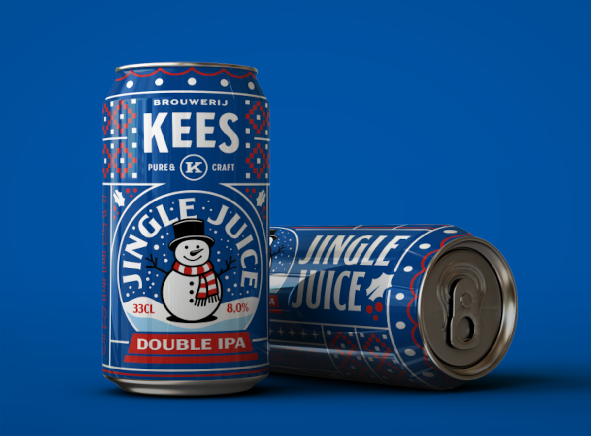 Kees Jingle Juice bier blikje staand en blikje liggend
