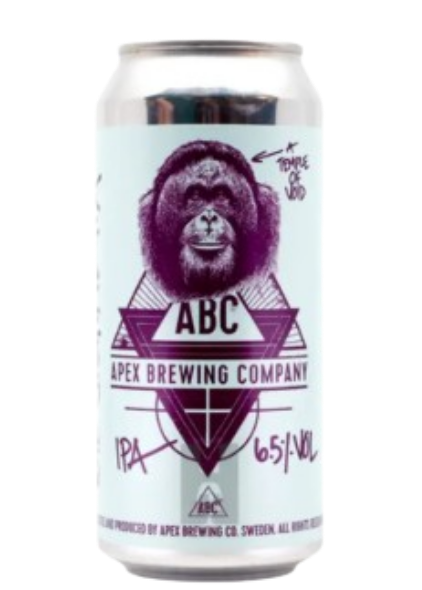 Blikje Apex Brewing Company IPA bier met gorilla-illustratie.