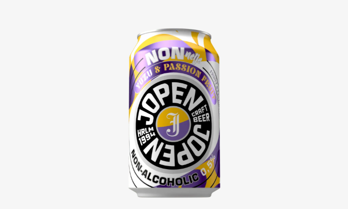 Jopen NONnetje Yuzu & Passion Fruit bierblikje op witte achtergrond.