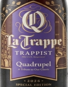 Label van La Trappe Quadrupel Special Edition 2026 met artistiek ontwerp.
