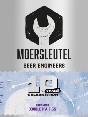 Moersleutel 10 jarig jubileum, Breakout dubbel IPA bieretiket.