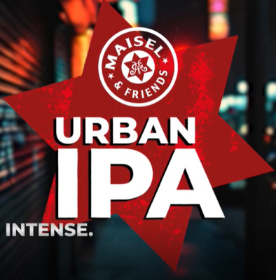 Maisel & Friends Urban IPA logo met rode ster en tekst 'Intense'.