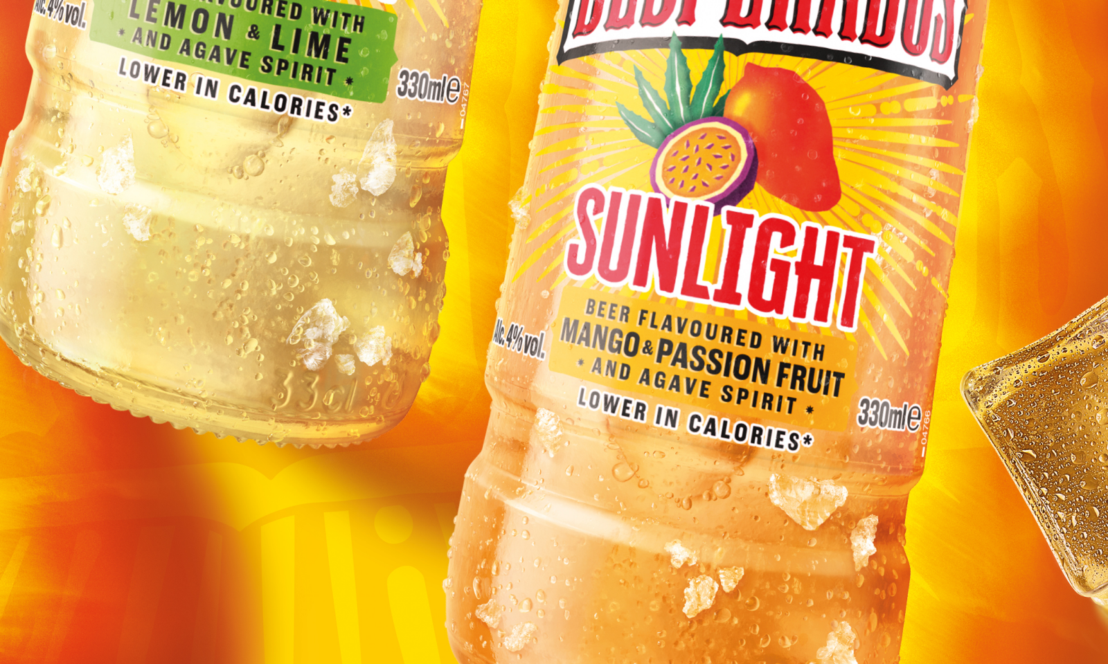 Desperados Sunlight Mango & Passionfruit ingezoomd op het logo