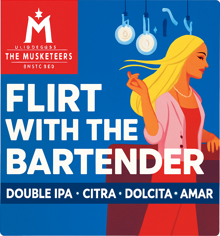 Etiket van The Musketeers Flirt With the Bartender