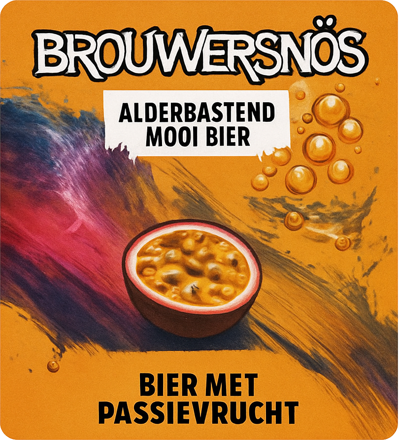 Etiket van Brouwersnös Bier met Passievrucht