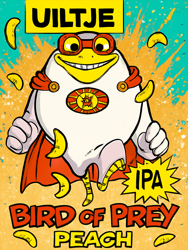 Etiket van Uiltje Bird of Prey Peach