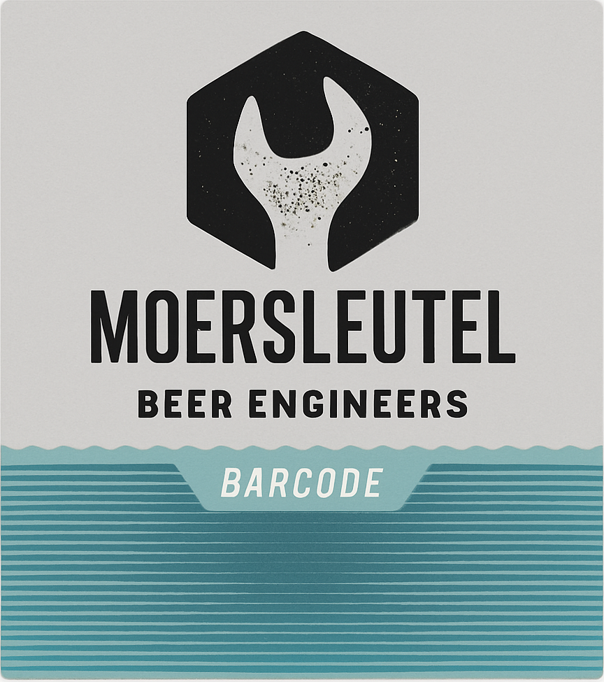 Etiket van Moersleutel Barcode: Silver & Aquamarine